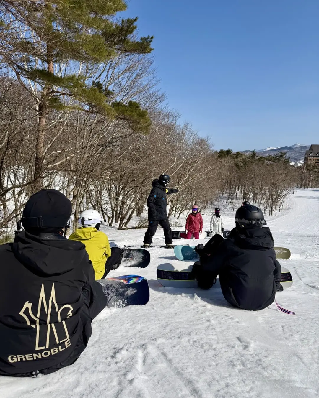 Snow Balance coaching group on the mountain